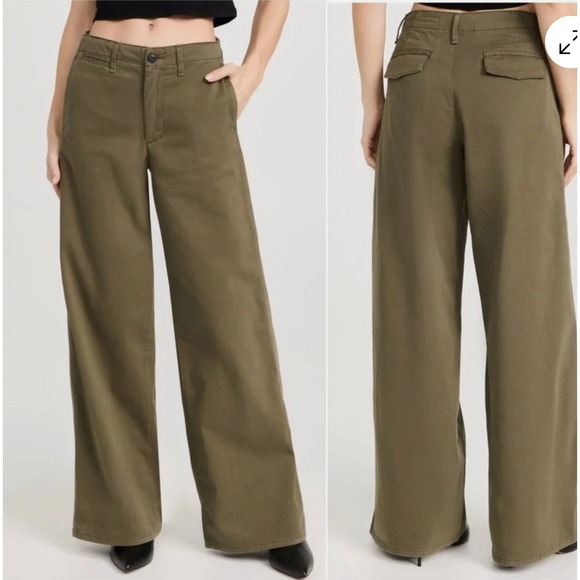 rag & bone Pants - Rag & Bone Sofie Wide Leg Trousers Pants Women's 12 Olive Green